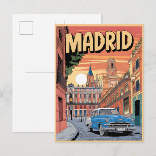 Cartão Postal Cidade de Madrid Espanha, lembranças de viagem vin