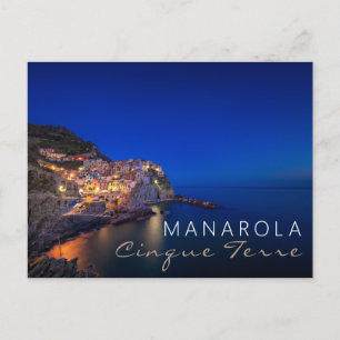 Cartão Postal Cidade de Manarola no Cinque Terre à noite