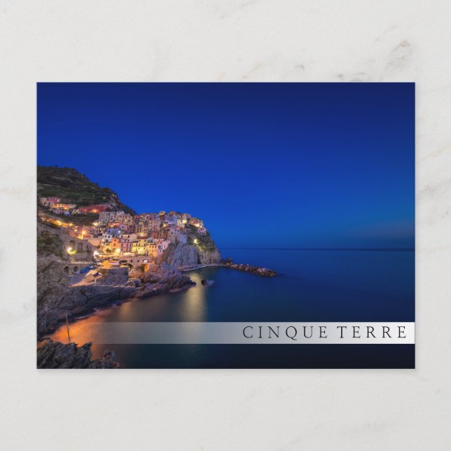 Cartão Postal Cidade de Manarola no Cinque Terre à noite (Frente)