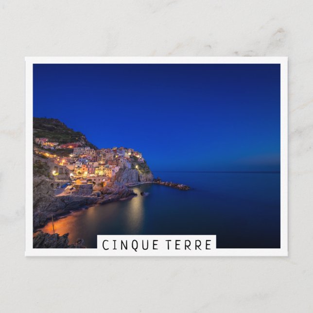 Cartão Postal Cidade de Manarola no Cinque Terre à noite (Frente)