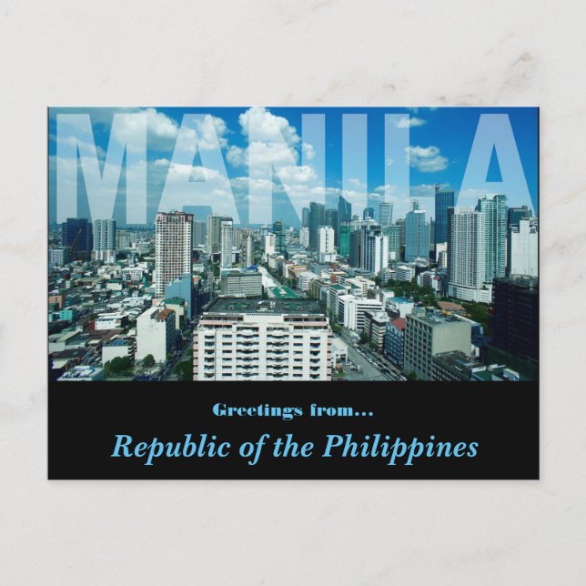 Cartão Postal Cidade De Manila, Filipinas, Design (Frente)