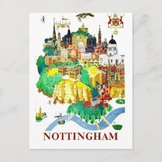 Cartão Postal Cidade de Nottingham, casas, Grã-Bretanha, vintage