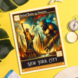 Cartão Postal Cidade de Nova York, Estados Unidos | Pintura Anti