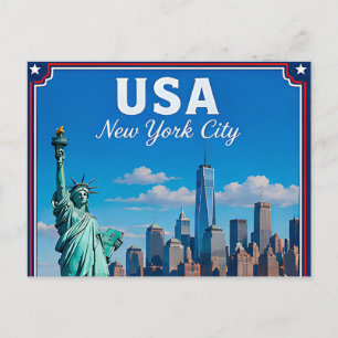 Cartão Postal 🗽 Cidade de Nova York EUA Memória da Visita à Sil
