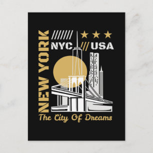 Cartão Postal Cidade de Nova York EUA Paisagem Gráfica de Viagem