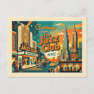 Cartão Postal Cidade de Nova York – O Clube de Jazz, inspirado n