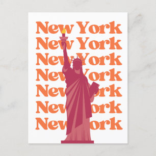 Cartão Postal Cidade de Nova York Rosa Laranja Viagem NYC  