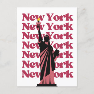 Cartão Postal Cidade de Nova York Rosa Preto Viagem NYC  