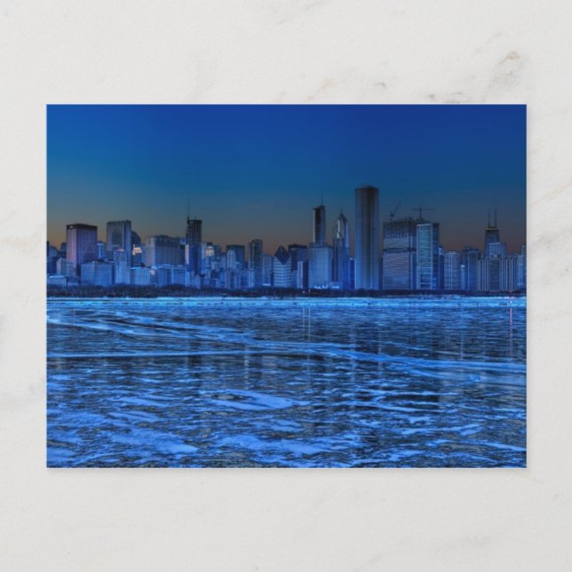 Cartão Postal Cidade de ombros largos e lago Michigan (Frente)