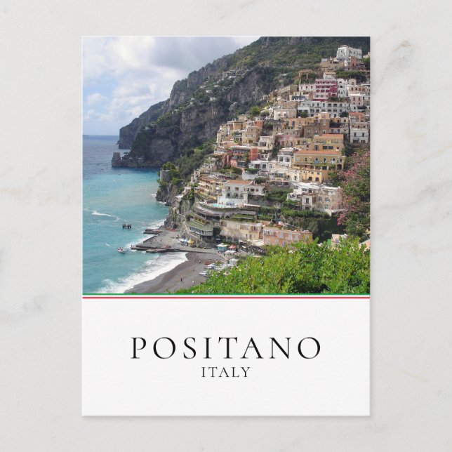 Cartão Postal Cidade de Positano na costa de Amalfi, Itália (Frente)