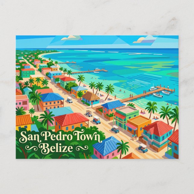 Cartão Postal Cidade de San Pedro Belize (Frente)