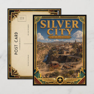 Cartão Postal Cidade de Silver New Mexico Arte Deco Vintage Idad