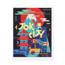 Cidade de Tóquio, Japão, ilustração, viagens vinta