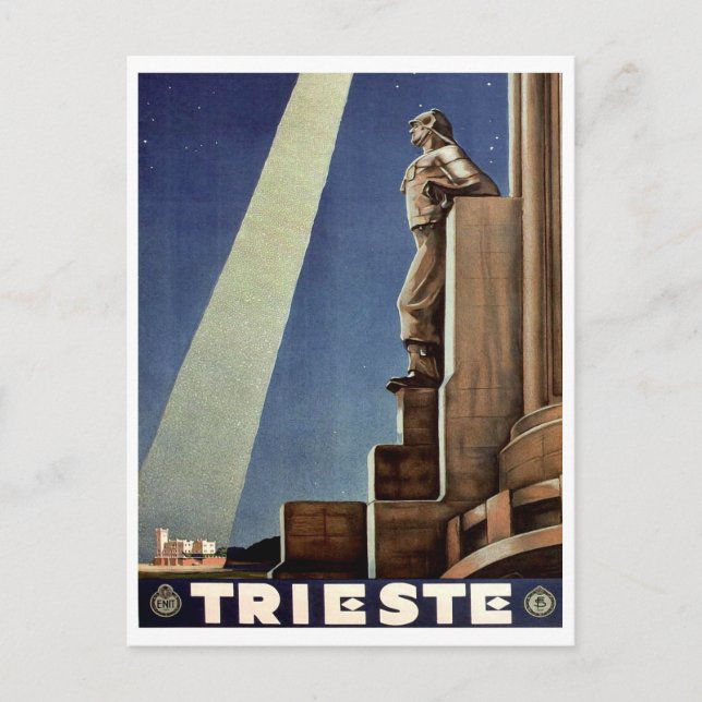 Cartão Postal Cidade de Trieste, Itália. Céu noturno. Viagens vi (Frente)