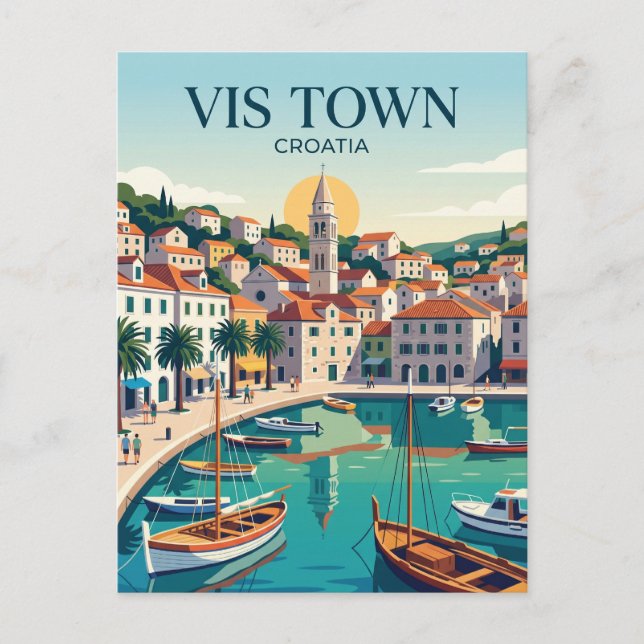 Cartão Postal Cidade de Vis Croácia (Frente)