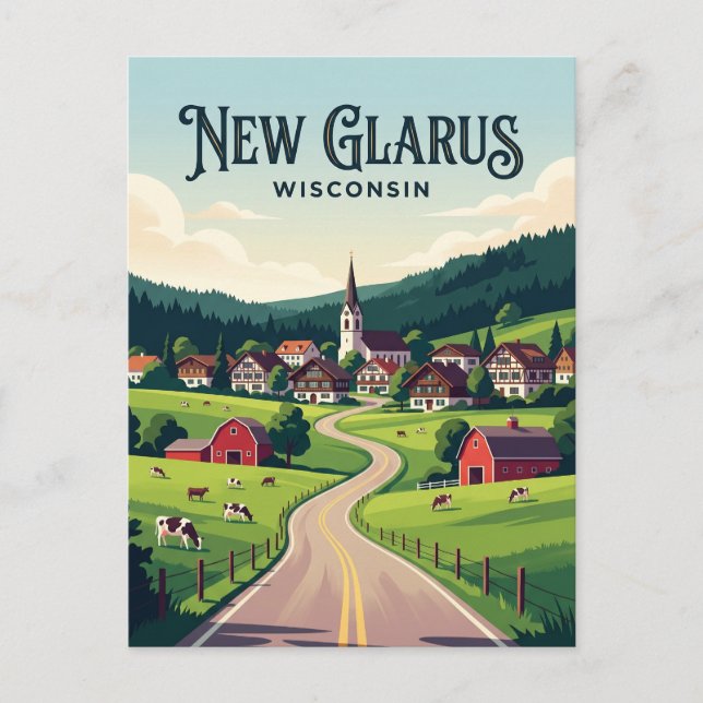 Cartão Postal Cidade de Wisconsin EUA (Frente)