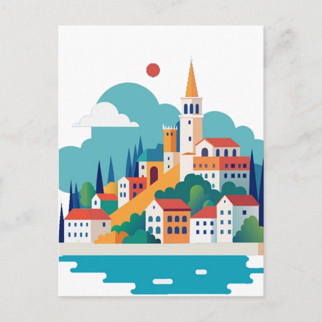 Cartão Postal Cidade dividida da Croácia (Frente)