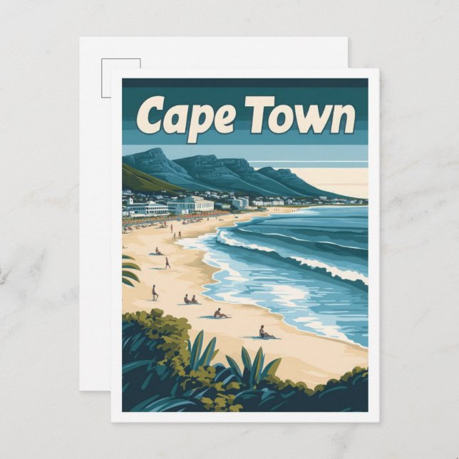 Cartão Postal Cidade do Cabo África do Sul Ilustração de Viagem  (Frente/Verso)