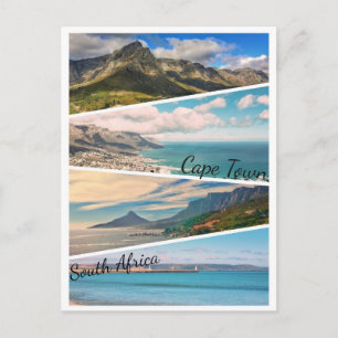 Cartão Postal Cidade do Cabo Colagem Montanha Mesa Oceano