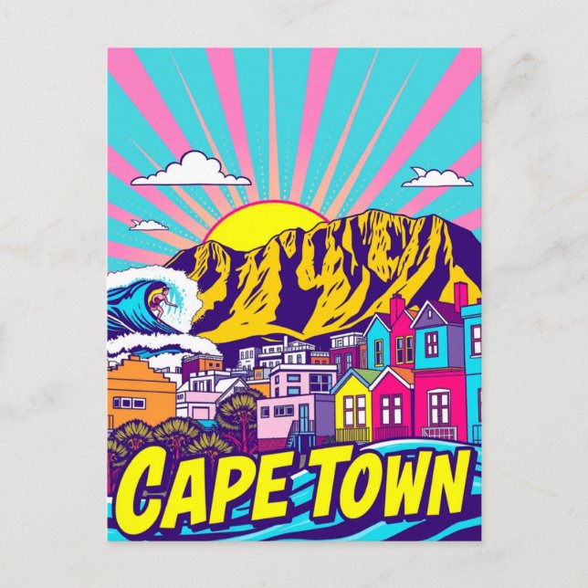 Cartão Postal Cidade do Cabo, Poster de viagens de Arte da Áfric (Frente)