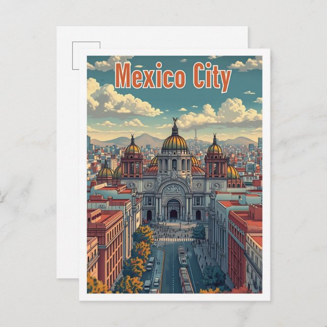 Cartão Postal Cidade do México, México - Ilustração do Viagem ar (Frente/Verso)