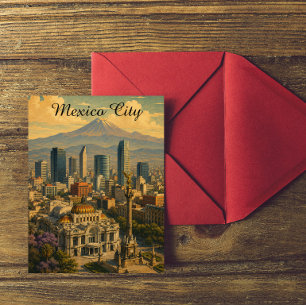 Cartão Postal Cidade do México Vintage CDMX Viagem Retro