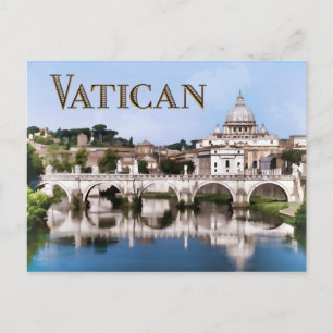 Cartão Postal Cidade do Vaticano vista do rio Tibre texto VATICA
