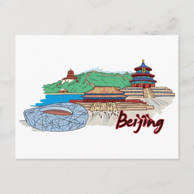 Cartão Postal Cidade Familiar de Beijing China (Frente)