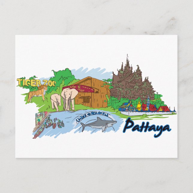 Cartão Postal Cidade Famosa Pattaya Tailândia (Frente)