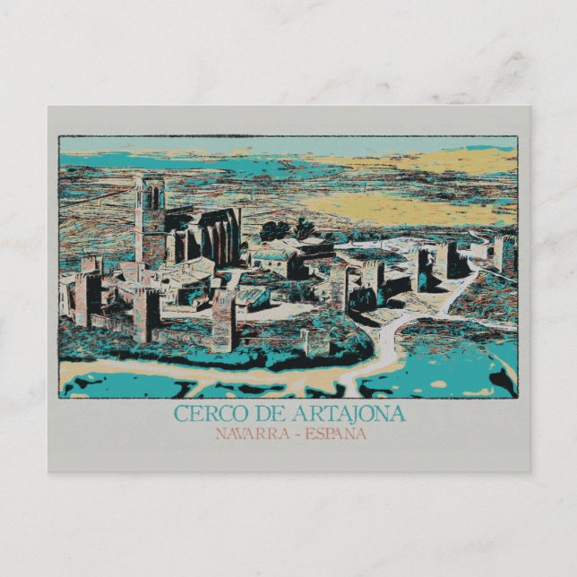 Cartão Postal Cidade Fortificada de Artajona, Navarre, Espanha (Frente)