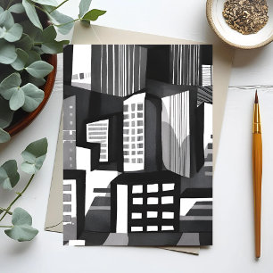 Cartão Postal Cidade Geométrica Moderna   Contemporâneo Preto e 