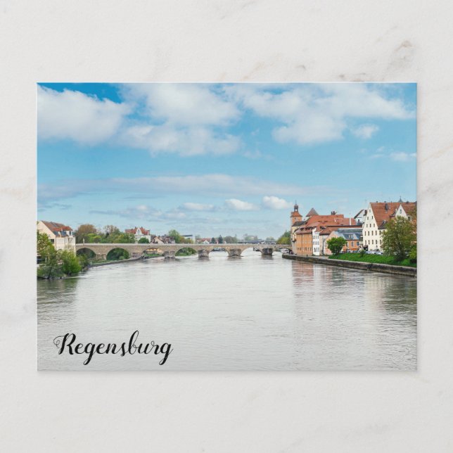 Cartão Postal Cidade histórica de Regensburg, Alemanha (Frente)