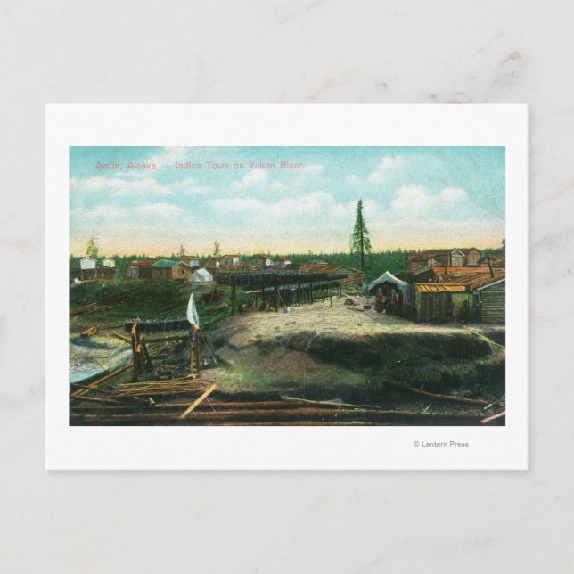 Cartão Postal Cidade Indiana no Rio Yukon, Anvik, AK (Frente)