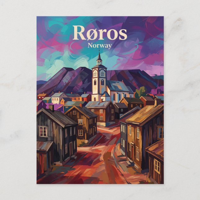 Cartão Postal Cidade Mineira de Røros Noruega (Frente)