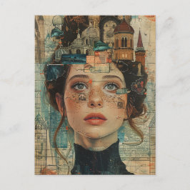 Cartão Postal Cidade na minha Colagem de Mente