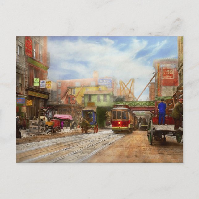 Cartão Postal Cidade - NY - Broadway at Canal Rua 1913 (Frente)