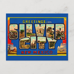 Cartão Postal Cidade Prateada Antiga NM Saudação