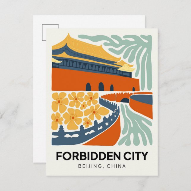 Cartão Postal Cidade Proibida, Pequim, China, viagem de arte flo (Frente/Verso)