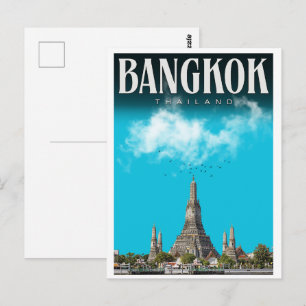 Cartão Postal Cidade retrô de Banguecoque Wat Aru - presentes de