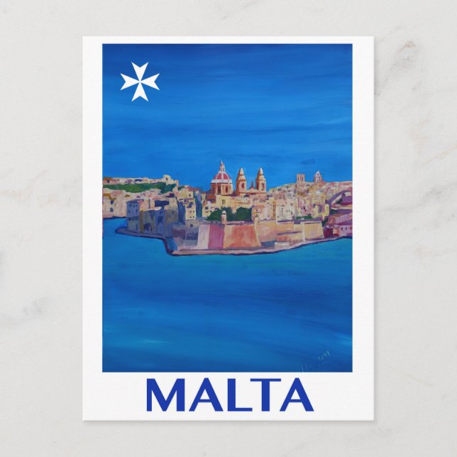 Cartão Postal Cidade RETRO de Malta valletta do POSTER de (Frente)