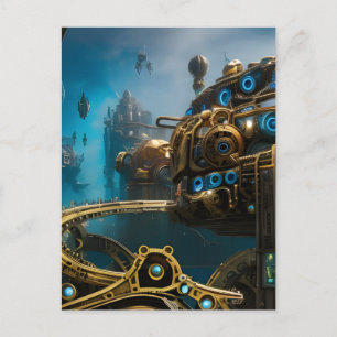 Cartão Postal Cidade Steampunk Sob o Mar