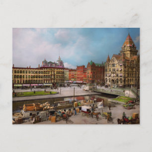 Cartão Postal Cidade - Syracuse NY - Canal da Praça Clinton 190