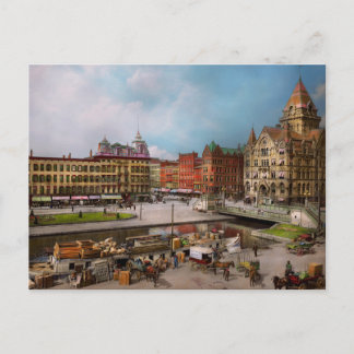 Cartão Postal Cidade - Syracuse NY - Canal da Praça Clinton 1905