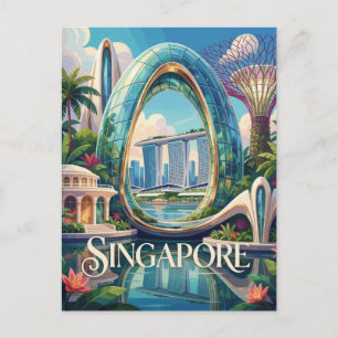 Cartão Postal Cidade Tropical Futurista de Marina Bay em Singapu