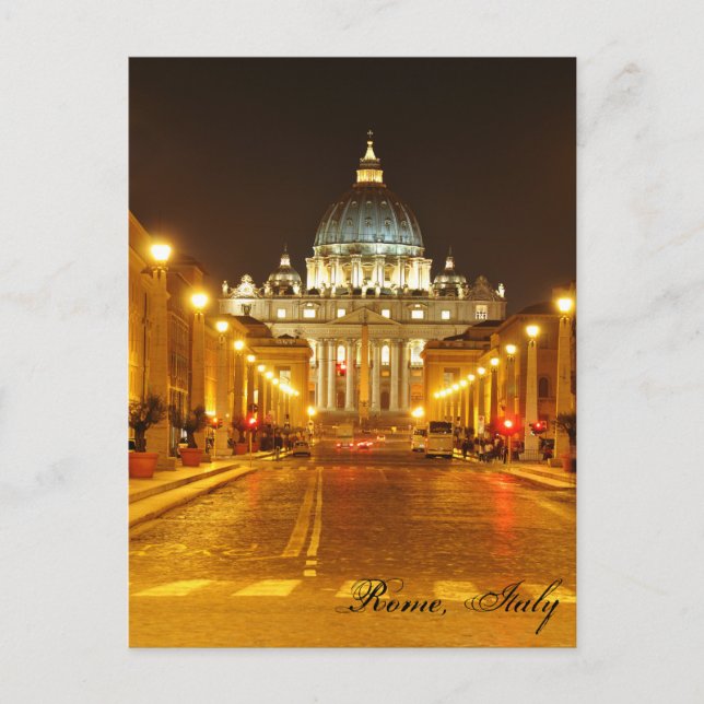 Cartão Postal cidade vaticano, Roma, Itália à noite (Frente)