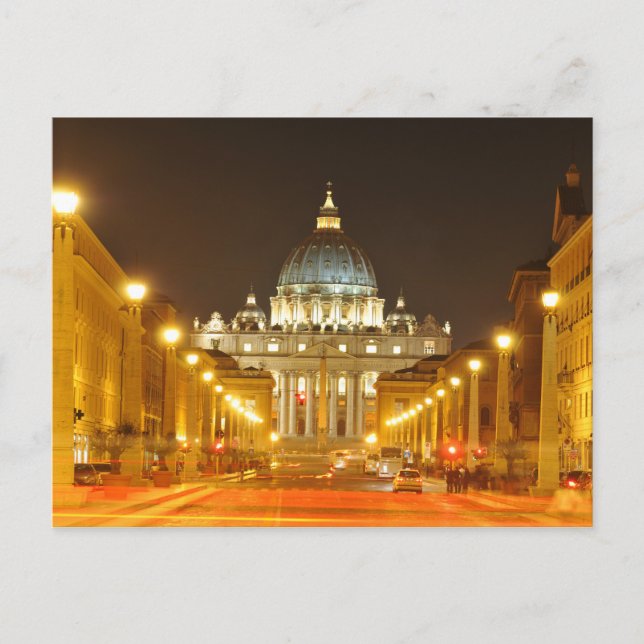Cartão Postal cidade vaticano, Roma, Itália à noite (Frente)