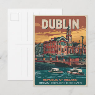 Cartão Postal Cidade vintage de Dublin, presentes de viagem da R