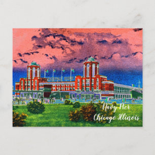 Cartão Postal Cidade Windy de marinho Pier Chicago, 1920