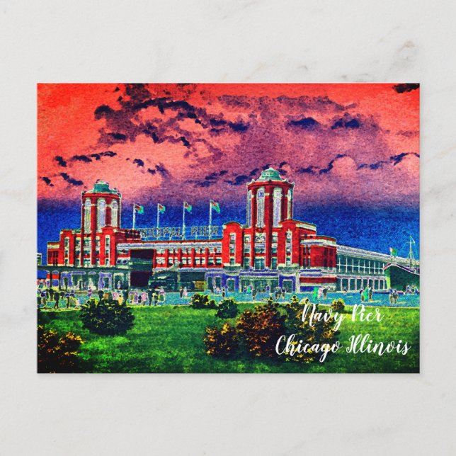 Cartão Postal Cidade Windy de marinho Pier Chicago, 1920 (Frente)