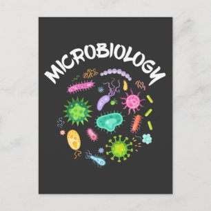 Cartão Postal Cientista de Microbiologia Bactérias Microscópio